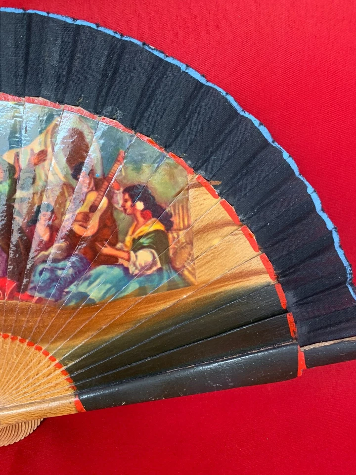 SPANISH FAN WITH FLAMENCO DECORATION VINTAGE ABANICO - Imagen 4 de 4