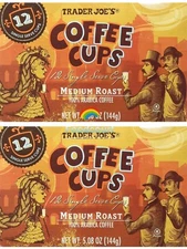 2 Packs Trader Joe's Coffee Cup Medium Roast 12 Cups 5.08 oz Each Pack