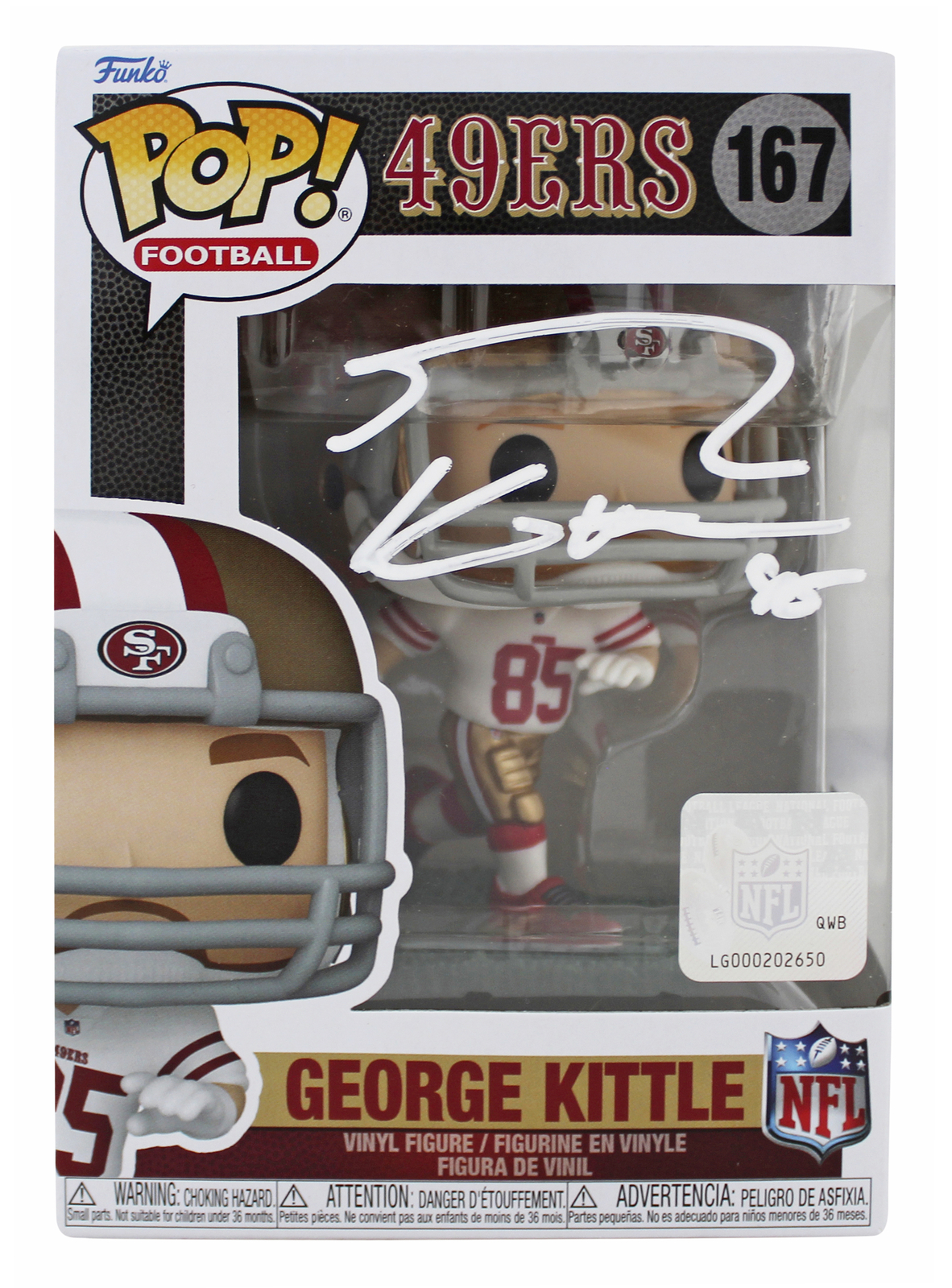 George Kittle Autographed Signed 49Ers #167 Funko Pop Vinyl Figure Beckett Witnessed #1W996999 
