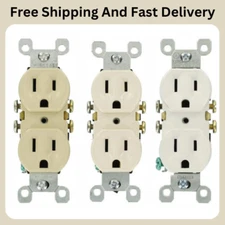 10 Pack Outlet Receptacle 125V 15 Amp Duplex Residential Dual Electrical Wall