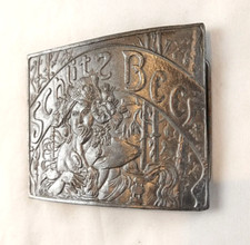Vintage Schlitz Beer Pewter Metal 3" Belt Buckle 1904 St Louis World Art Woman