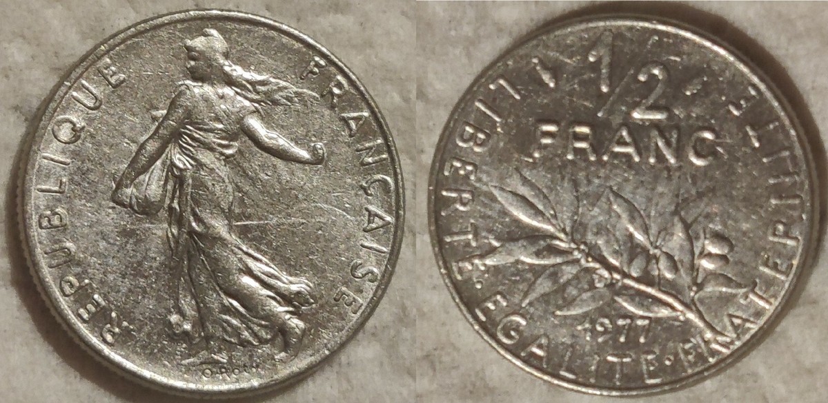 1／2フラン　1977年 1/2 franc 1977, France - uCoin.net