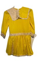 Vintage 1970s Girls Handmaid Yellow Dress Size 8/10 