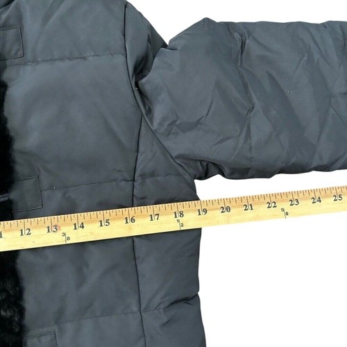 Dana Buchman Down Filled Puffer Coat Fur Trim Size S Black Winter Quilted - Picture 9 of 10
