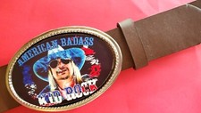 KID ROCK Pop-Rock White Trash  Epoxy Photo Music Buckle  & Brown Bonded Belt