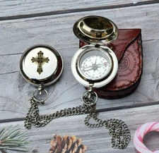 Personalized Brass Compass with Nickel Finish - Silver Color, Gifts for Men