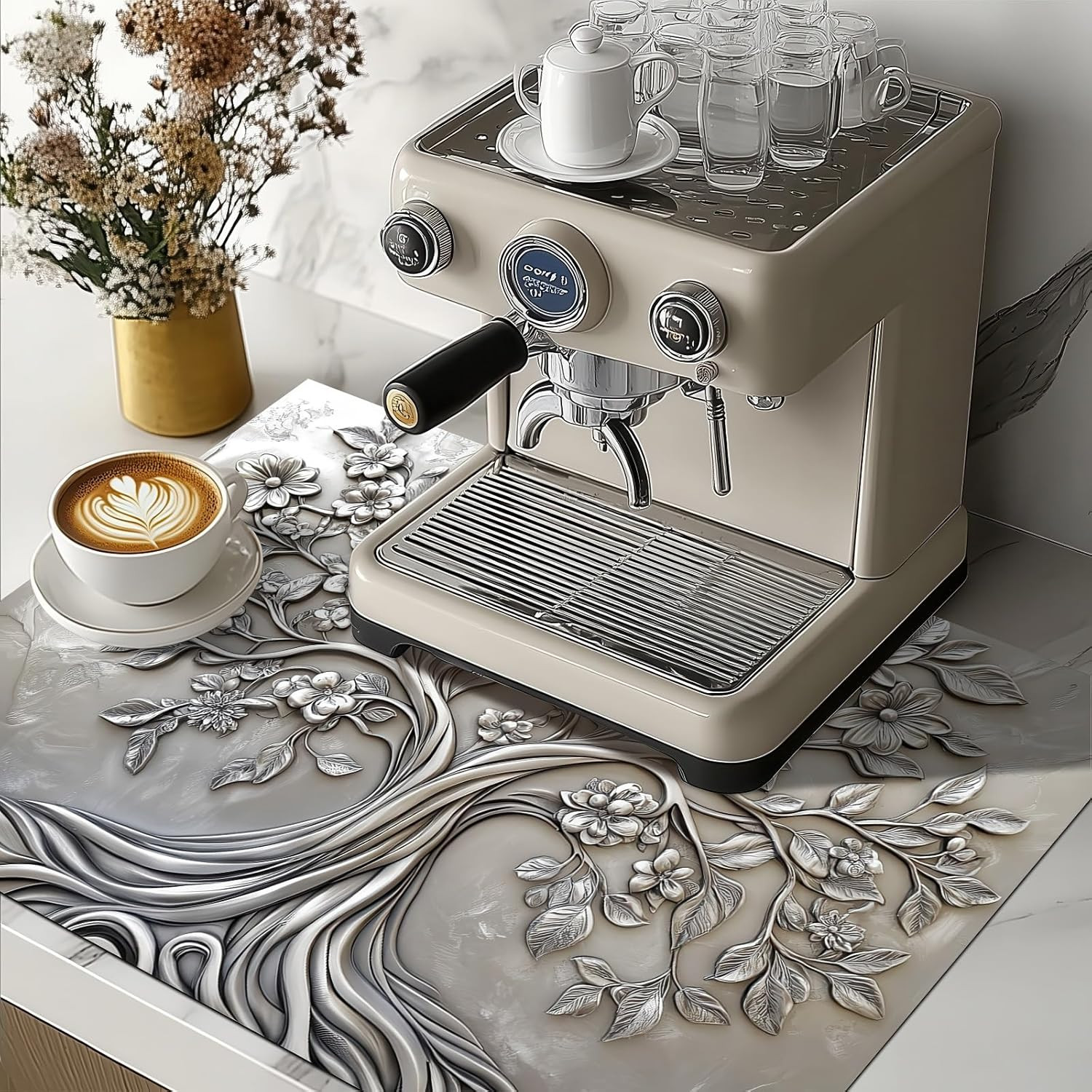 Stove Top Cover for Electric Tree of Life Stove Decorative Floral Embossed Dish