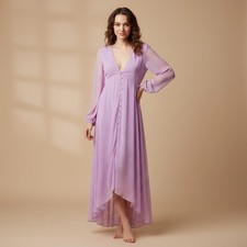 Express X Rocky Barnes Dress S Lilac Sheer Chiffon Maxi Flowy Fairy Gypsy