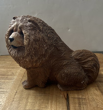 VTG Sandicast Sculpture Chow Dog Red Tan 1986 Handcast Hand Painted