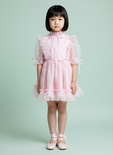 Vintage 80s Unworn 1-2 years Girls pink Frilly Party Dress MINT