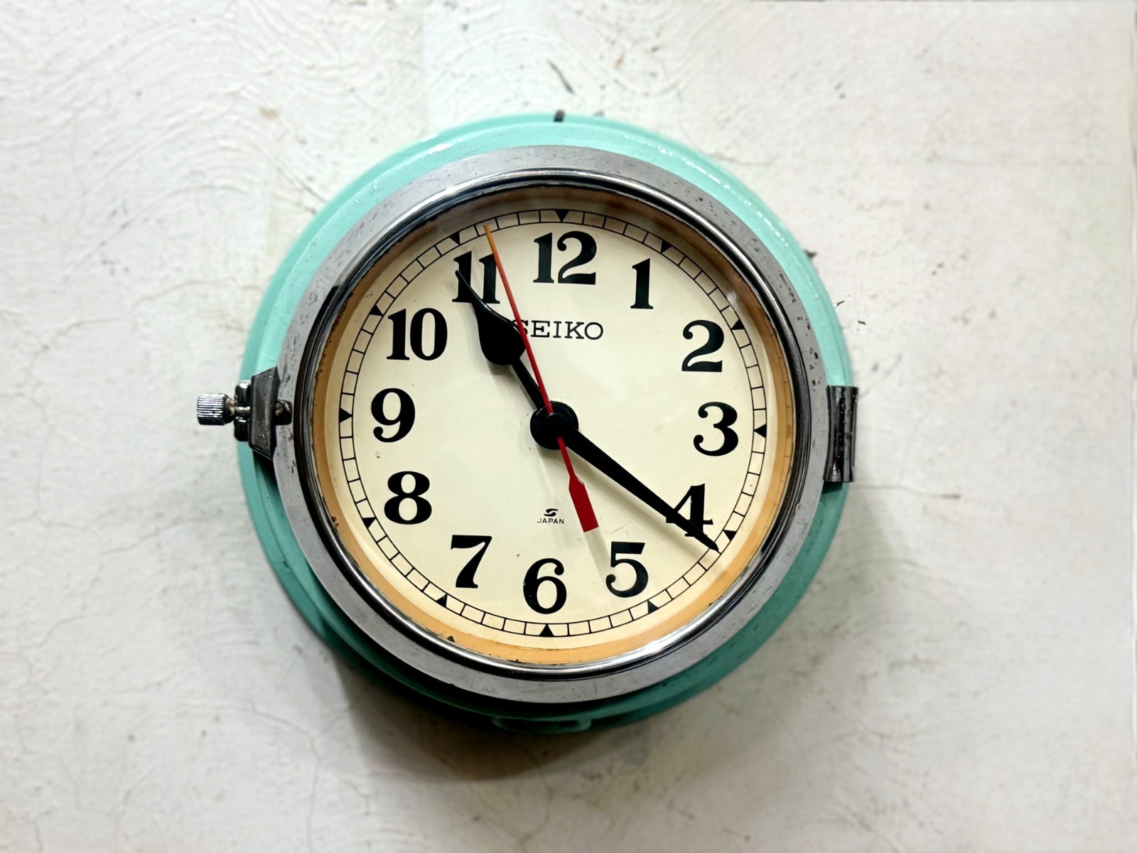 Seiko Nautical Industrial Wall Clock - Retro Marine Blue, Working Condition