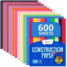 Construction Paper Assorted Colors - 9x12 , Craft Paper, 10 Bright 600 Sheets