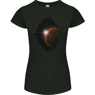 Gildan Damen Petite T-Shirt Space Planet Sun Flare Crew Neck Kurzarm Basic