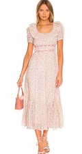 NWT LoveShackFancy Stassie Floral Midi Dress in Pink Size Eyelet 4 $595 XS Small