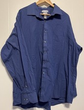 VanHeusen Men s Blue Button-Up Long Sleeve Shirt Size 18-18 1/2, 36/37