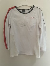 Nike Sphere Dry Kids Boys Polyester Blend Mesh Panel Long Sleeve Shirt White XS