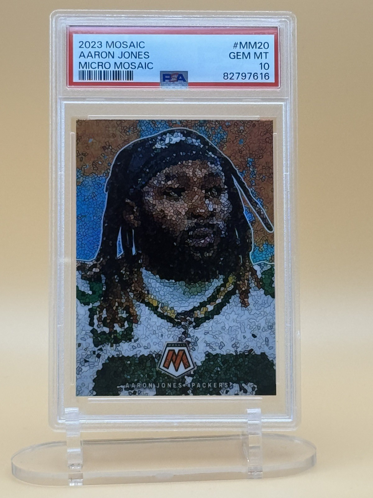 2023 Mosaic Micro Mosaic #MM20 Aaron Jones Packers SSP PSA 10 GEM MINT