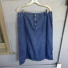 Vintage 90s Y2K Cottagecore Denim Jean Skirt Womens 14 Maxi Long Cotton