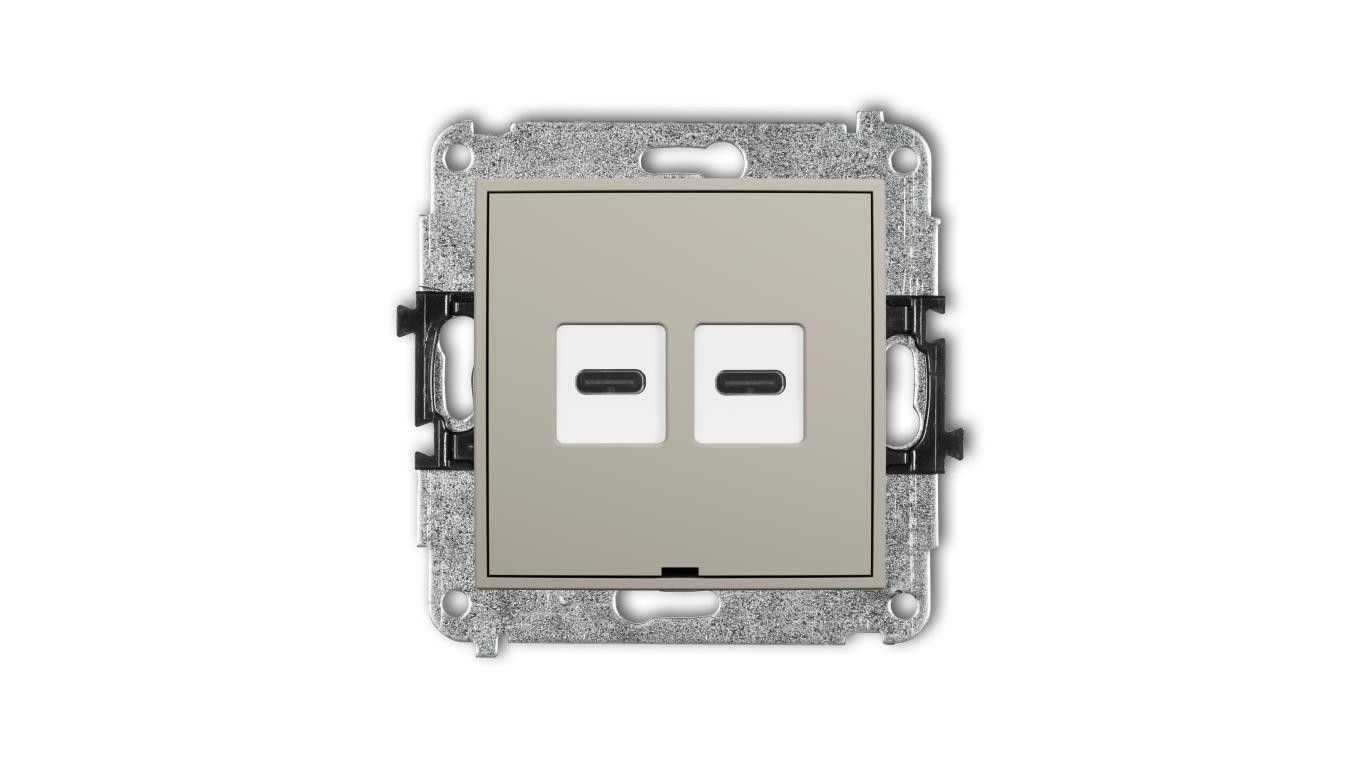 MINI USB Dual USB Charger Mechanism 2xUSB C, 20W Max, No Labeling Box Tau /T2UK