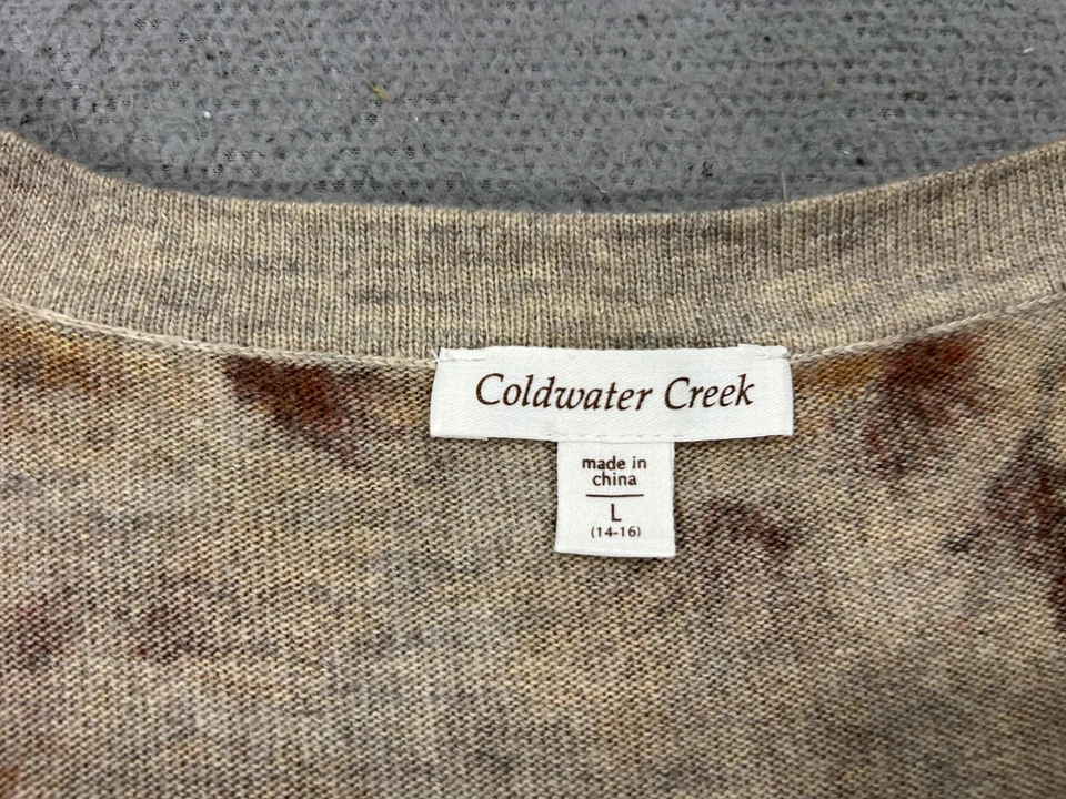 Suéter Coldwater Creek Mujer Grande Naranja Hoja Cárdigan Otoño Lujo Foto 3 de 4