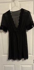 shein coverup size small black sheer crochet 
