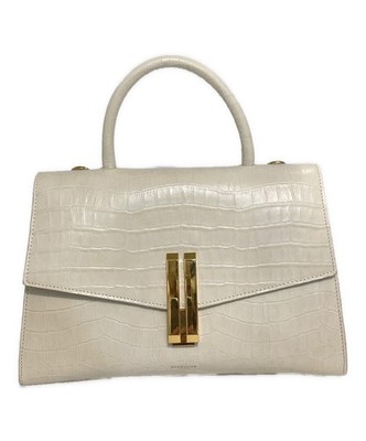 DEMELLIER LONDON Crocodile Embossed Leather Nano Montreal 2-Way Bag, White