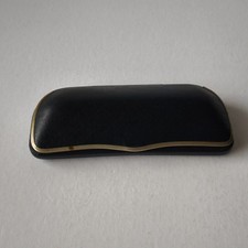 Vintage Black Eyeglasses Hard Case Blue Felt Lined Shell Style Box Purse 6241