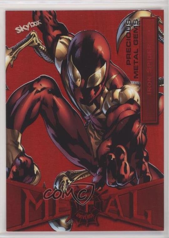 2022 Upper Deck Marvel Metal Universe Spider-Man PMG Red 56/100 Iron Spider #37