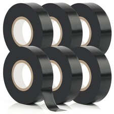 Okxiri 6 Pack Black Electrical Tape, 66 Ft Waterproof 0.67 in x 66 ft,