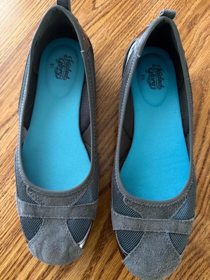 Pisos de ballet Faded Glory para mujer 8,5 azul marino claro malla perforada y gamuza Foto 2 de 4