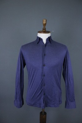 Eton Slim Purple Solid Cotton Long Sleeve Point Collar Jersey Button Shirt Sz M