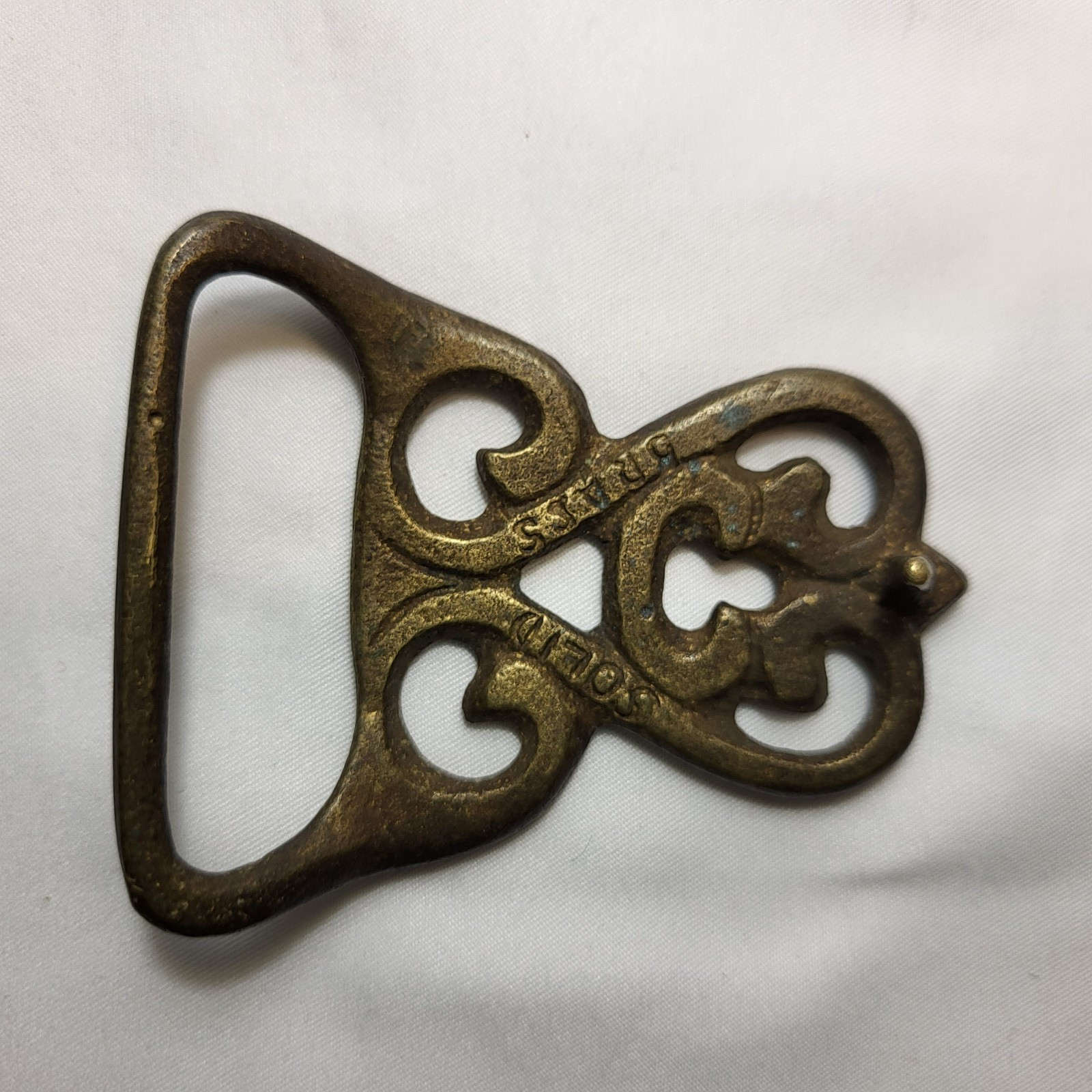 Solid Brass Abstract Pattern Vintage Belt Buckle - image 2