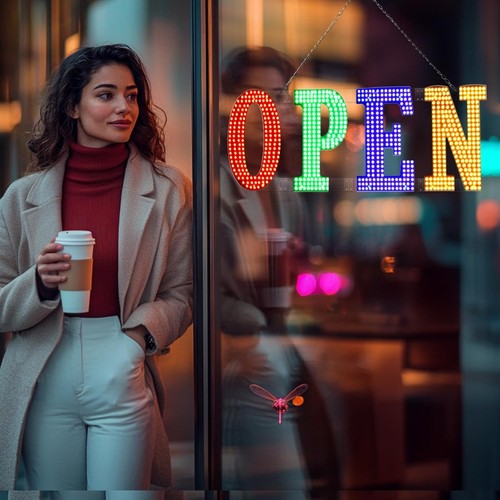 Large 30'' x 10'' LED Open Closed Sign - Eye-Catching for Cafes & Restaurants - Picture 7 of 9
