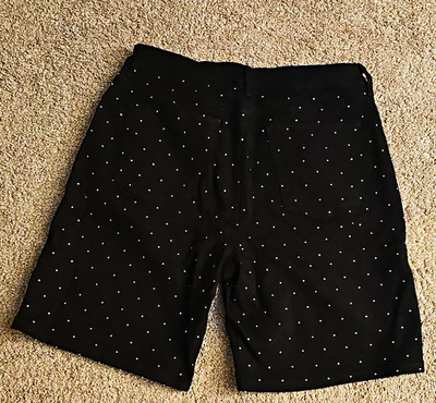 Nova Men Relaxed Fit Black Polka Dot Denim Shorts Button Closure Pockets