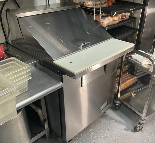 True TSSU-27-08-HC 1 Door Refrigerated Prep Table with Cutting Top