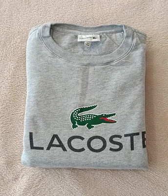 Sweat Lacoste Gris Logo Imprimé Crocodile Homme Taille US M FR 4 100% Coton - Photo 1/4