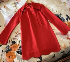 Maeve by Anthropologie Red Bow Mock Neck Cut Out Dress Long Sleeve Small