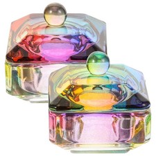 2 Pc Crystal Nail Cup Lids Dappen Dish for Gel Polish Gel Nail Liquid Holder ...