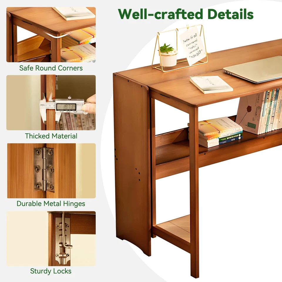Escritorio Plegable de Bambú Mediados de Siglo Escritorio Moderno para Hogar Oficina Dormitorio Pequeño Spa... Foto 4 de 4