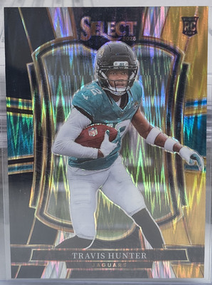 2025 Panini Select - Premier Level Travis Hunter #128 BlackGold Shock Prizm (RC)
