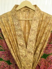 Pure Silk Beige-Maroon kimono Long Robe Gown Girl's Woman Silk Kimono KMO5420