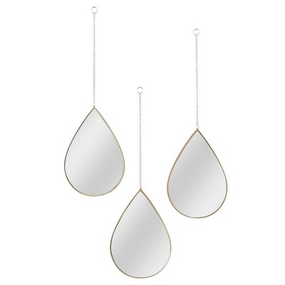 Jardin Deco Hanging Mirror Drop Gold Set of 3