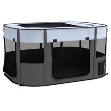 PawHut Penna Portatile per Cani per Cuccioli, Conigli, Gattini, Porcellini d'India - Grigio