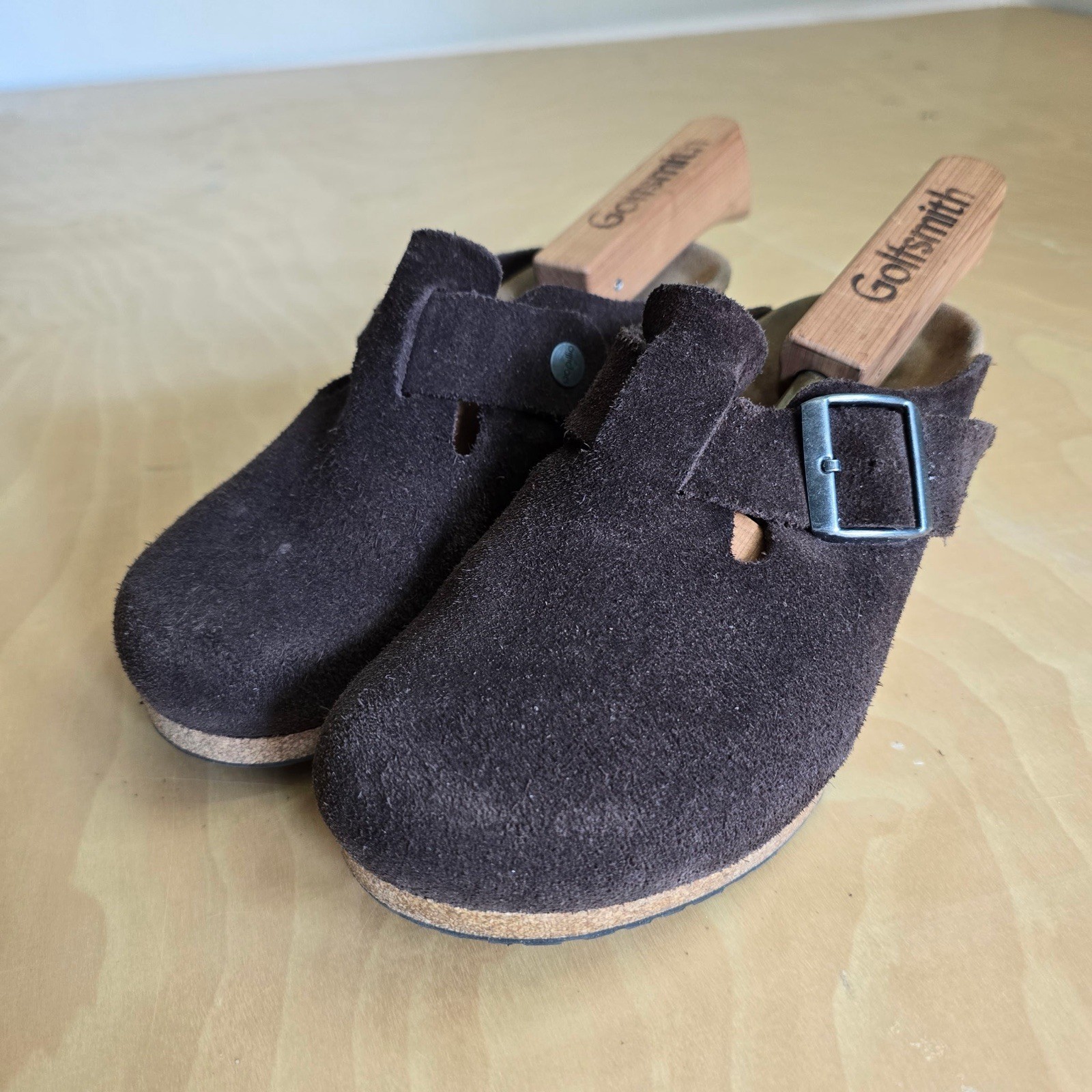 Birkenstock Papillio Fanny Wedge Clog Chocolate Brown Suede Sandal Shoe 39/8
