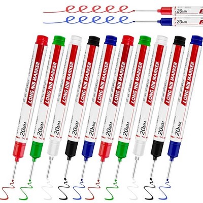 10 Pcs Long Head Deep Hole Marker Pens Quick Dry Waterproof Multi-purpose