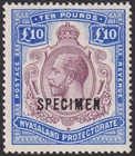 Nyasaland 1913 KGV SPECIMEN £10 Purple + Dull Ultramarine Mint SG99s cat £850