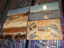 Charlevoix, Ironton,  Michigan postcard  "Greetings From " Cruise ship Round Lak