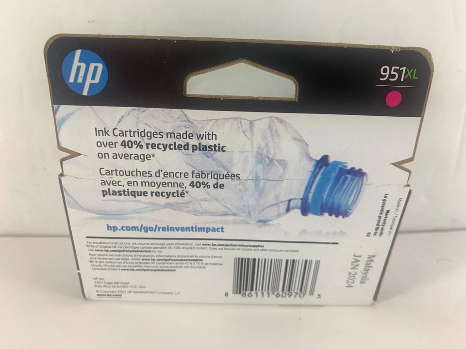 HP 951XL Magenta Ink Cartridge High Yield OfficeJet Pro 8600, 8100 - Exp 01/2024 - Image 2 of 3