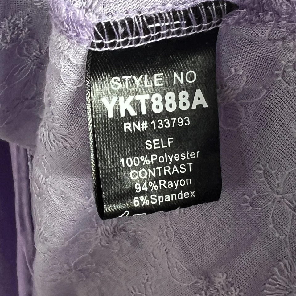 Pol Kimono Cardigan Women's L Purple Boho Lace Embroidered Color Block - Image 4 of 4