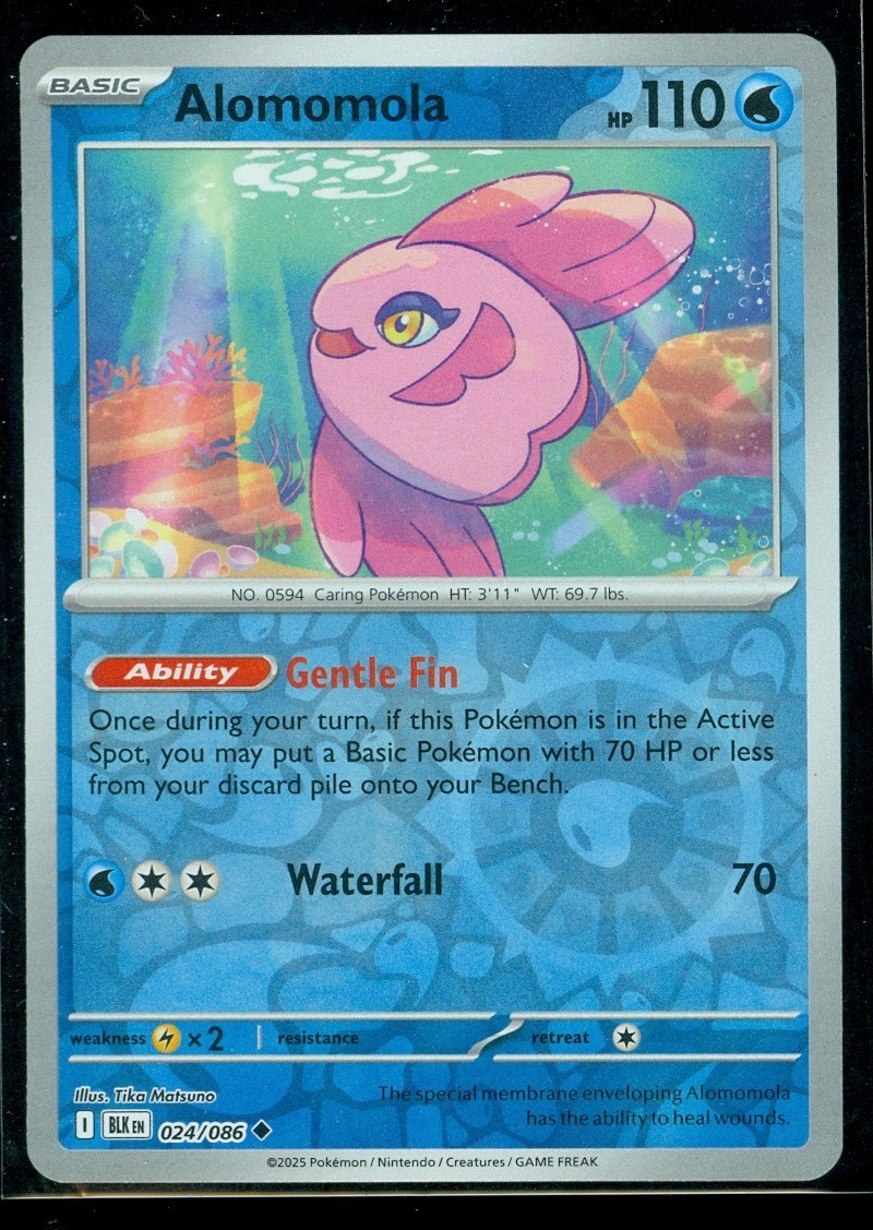 Pokemon ALOMOMOLA 024/086 - Black Bolt - Rev Holo - MINT
